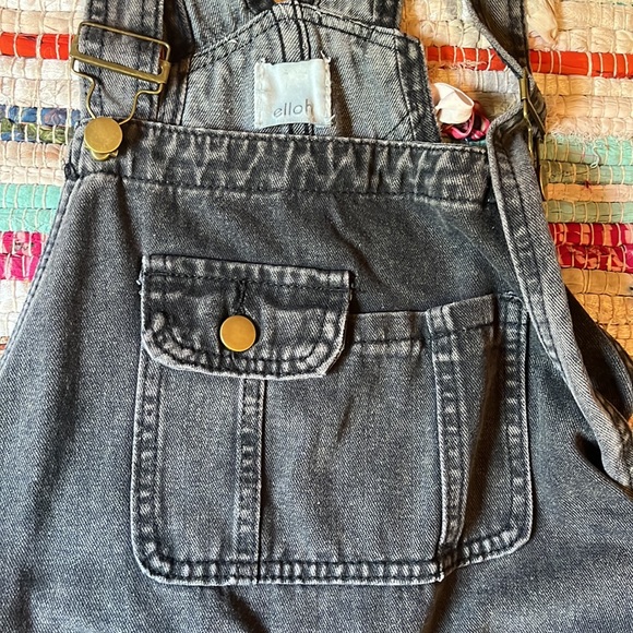 Black jean overalls. Size L and they are from Elloh. - Picture 3 of 4